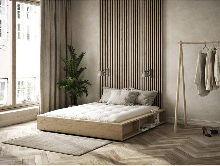 Futonbett KARUP DESIGN Ziggy, in mehreren Breiten, zertifiziertes Massivholz , braun (holzfarben), B:208cm L:205cm, Betten, praktische Ablagefläche neben der Matratze, viel Stauraum von Karup