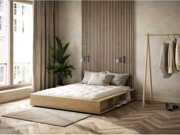 Karup Design Futonbett Ziggy, in mehreren Breiten, zertifiziertes Massivholz, praktische Ablagefläche neben der Matratze, viel Stauraum, beige von Karup