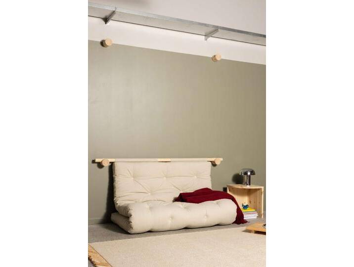Schlafsofa KARUP DESIGN Hooked Schlafsessel, Sitz- und Schlafplatz, Wandmontiert, platzsparend , grün (seaweed), B:135cm H:12cm T:200cm, Bezug: 100% Polyester, Sofas, Futonmatratze, wandmontiert, Halterung aus FSC-Massivholz von Karup
