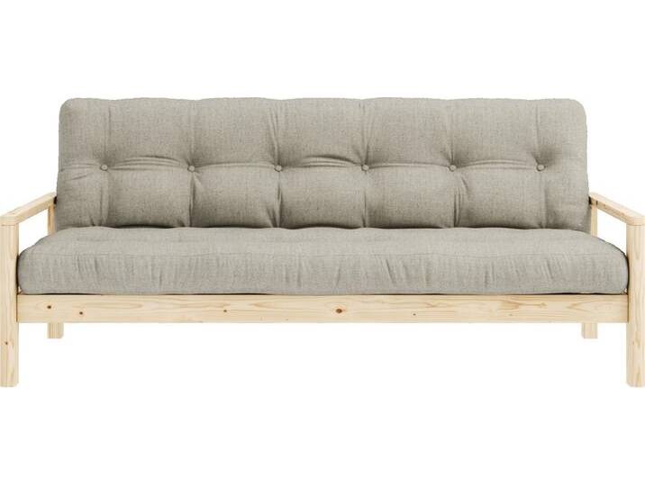 Schlafsofa KARUP DESIGN KNOB , beige (linen), B:205cm H:79cm T:95cm, Matratzenmaterialzusammensetzung: Futonmatratze mit Knopfheftung, Höhe 14 cm, aus recyceleten Mischfasern mit einem Kern aus 4 cm Schaumstoff. Matratzenfüllung: Baumwoll-Mix-Füllung 90-95% Baumwolle und 5-10% Polyester. Bezug: 75% Baumwolle, 25% Leinen, Sofas, mit Futonmatratze, verschiedene Farben, FSC-zertifiziert, Kiefer von Karup
