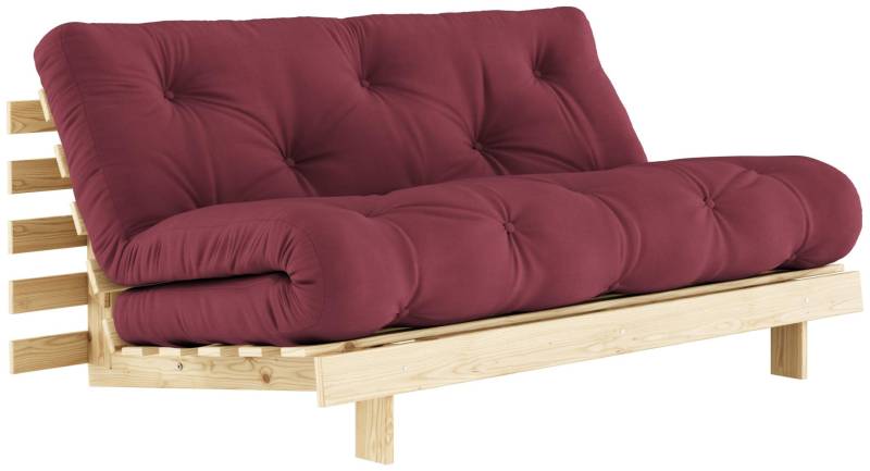 Karup Schlafsofa ROOTS 160 cm Polster BORDEAUX Klappsofa Gestell Kiefer Massivholz von Karup