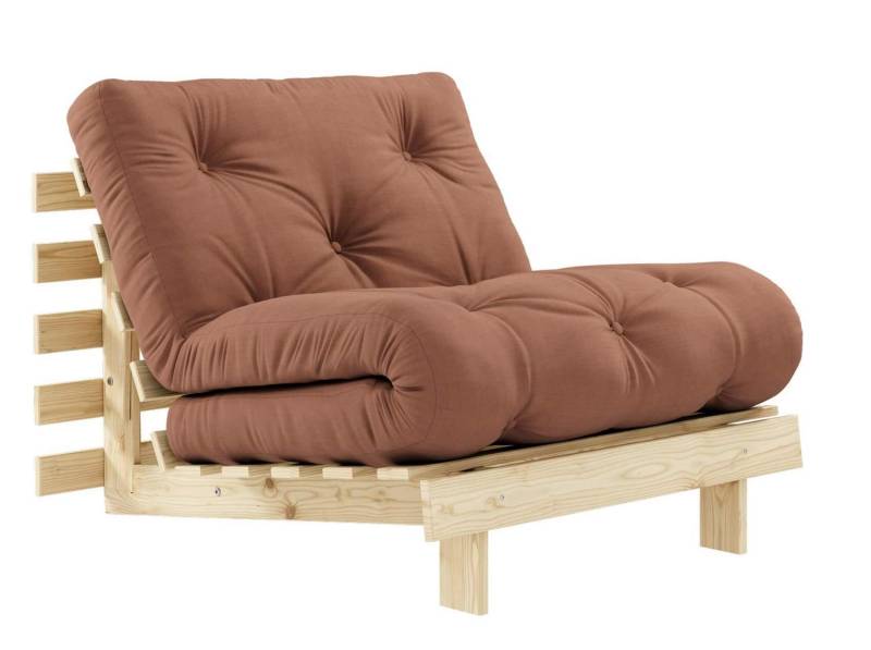 Schlafsofa ROOTS 90 cm Polster CLAYBROWN Klappgestell Kiefer Massivhol von KARUP von Karup