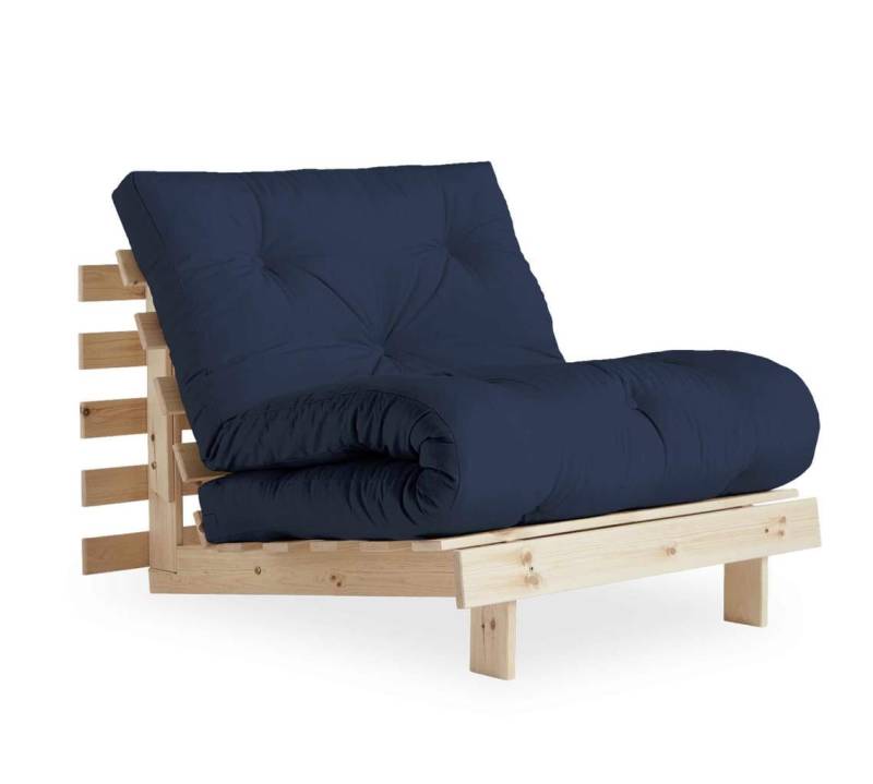 Karup Schlafsofa ROOTS 90 cm Polster NAVY BLUE Ausziehcouch Gestell Kiefer von Karup