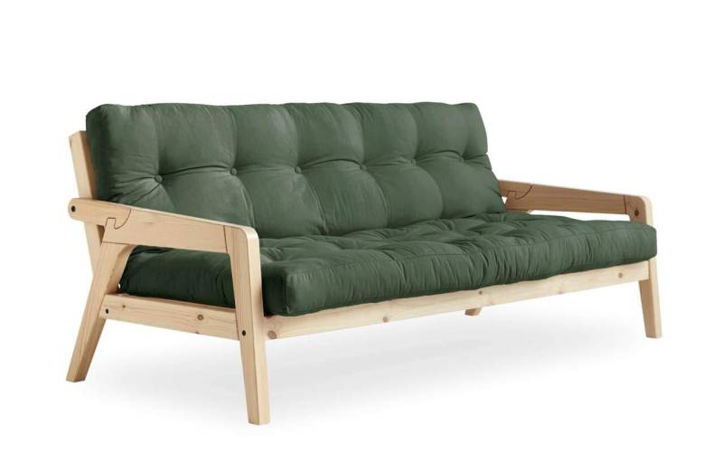 Sofabett Schlafsofa GRAB Gestell Kiefer Polster Olive Green mit klappbarer Rückenlehne von Karup von Karup
