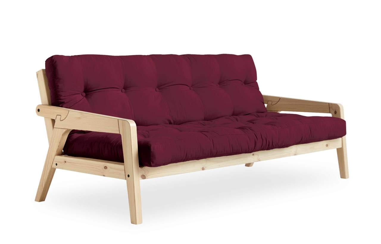 Sofabett Schlafsofa GRAB Gestell Kiefer Polster Bordeaux mit klappbarer Rückenlehne von Karup von Karup