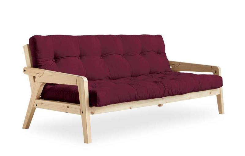Sofabett Schlafsofa GRAB Gestell Kiefer Polster Bordeaux mit klappbarer Rückenlehne von Karup von Karup