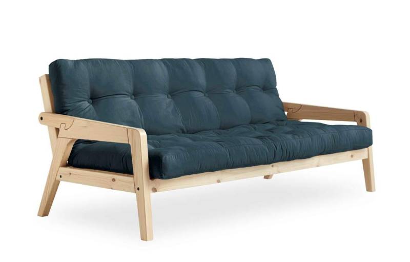 Sofabett Schlafsofa GRAB Gestell Kiefer Polster Petrol Blue mit klappbarer Rückenlehne von Karup von Karup