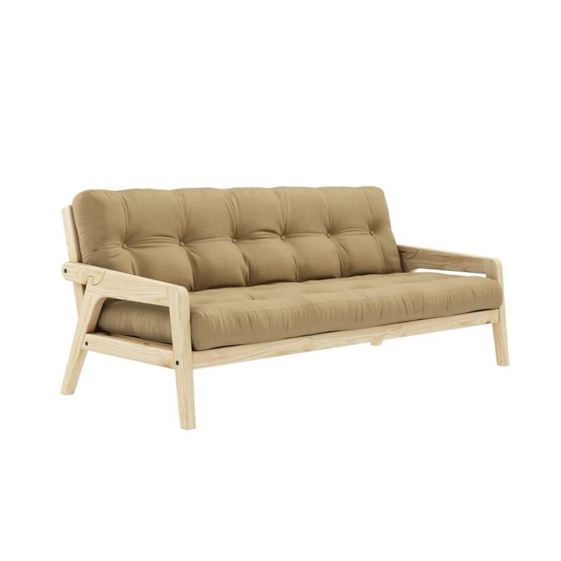 Sofabett Schlafsofa GRAB Gestell Kiefer Polster Wheatbeige mit klappbarer Rückenlehne von Karup von Karup