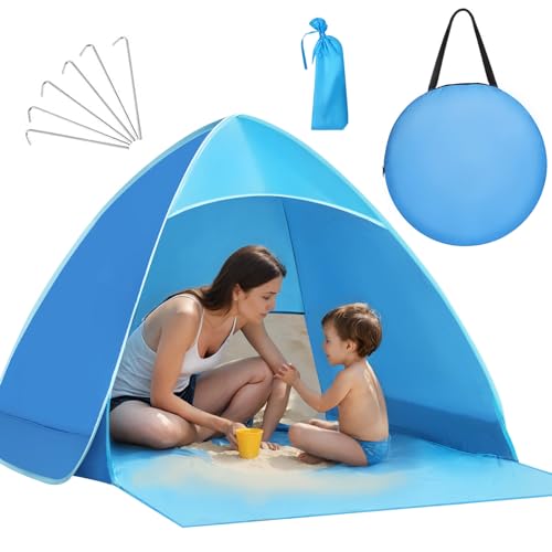 Karvipark strandzelt, strandmuschel pop up, Sun Shelter für 2-3 Personen,inklusive Tragetasche und Zeltstangen,Familien-Strand-Sonnenschutz Zelt,geeignet für Strand,Garten,Camping von Karvipark