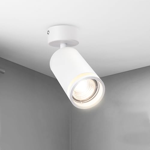 Karyoosi Deckenstrahler LED 1 Flammig, LED Deckenleuchte GU10, Deckenlampe Spot Schwenkbar 360° Deckenstrahler, für Wohnzimmer Schlafzimmer Küche, Nein GU10 Leuchtmittel,Weiß Matt von Karyoosi