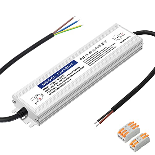 Karyoosi LED Trafo 230V auf 12V LED Transformator 100W 8.3A, Wasserdichtes IP67 LED Netzteil Für LED-Beleuchtung im Innen- und Außenbereich von Karyoosi