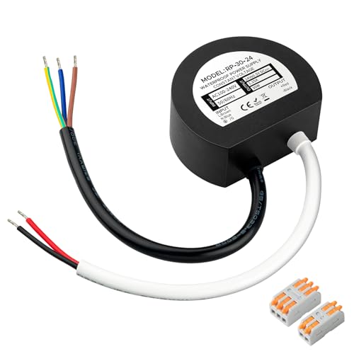 Karyoosi LED Trafo 24V, Trafo 230V auf 24V 30W 1.25A, Wasserdichtes IP67 Runder LED Transformator Für Beleuchtung im Innen- und Außenbereich Karyoosi LED Trafo 24V, Trafo 230V auf 24V 30W 1.25A, Wasserdichtes IP67 Runder LED Transformator Für Beleuchtung im Innen- und Außenbereich von Karyoosi