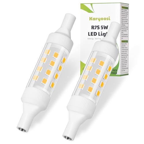 Karyoosi R7s LED 78mm, R7S LED Lampe J78 5W 550LM, Neutralweiß 4000K, R7s Led Leuchtmittel ersatz für 60W R7S Halogenlampen, 360° Abstrahlwinkel LED-Stab, AC 220V - 240V Nicht Dimmbar 2 Stück von Karyoosi