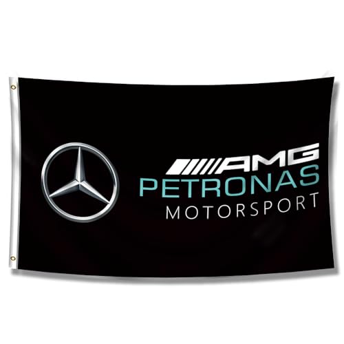 KasFlag Mercedes Banner Benz Petronas Motosport Flagge Banner Männerhöhle 90 x 152 cm (150D Poly HD Druck) College Zimmer Wohnheim Dekor Wanddekoration von KasFlag