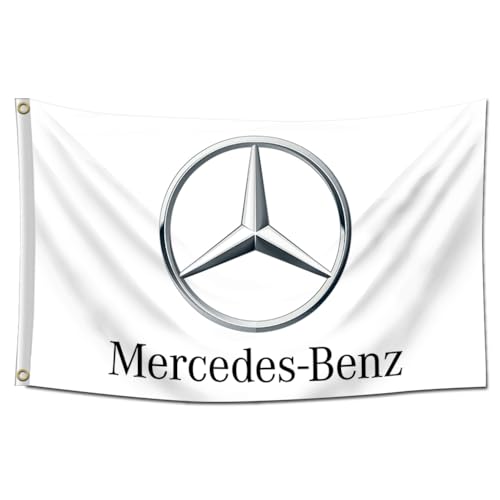 KasFlag Weißes Banner Benz Flagge, 90 x 150 cm (150D Poly-HD-Druck), College-Raum, Wohnheim-Dekoration, Wanddekoration von KasFlag
