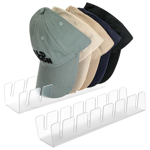 Kasanni 2 StüCk Cap Halter Acryl Kappenhalter Keine Installation Erforderlich Cap Organizer Fasst 14 Baseballkappen, Kappen Organizer FüR Schlafzimmer, KleiderschräNke, Kommoden und WäNde von Kasanni