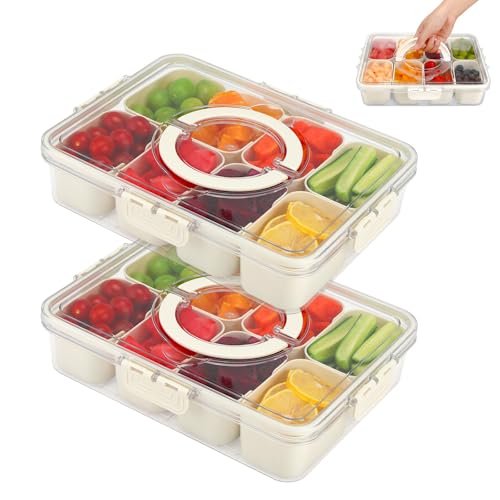 Snackbox Mit FäChern Snackteller Mit Deckel Snackbox Kinder, Snackboxen Zur Aufbewahrung Von SüßIgkeiten, NüSsen, Keksen, FrüChten Und SüßIgkeiten, Geeignet FüR Picknicks und Familientreffen (1) von Kasanni