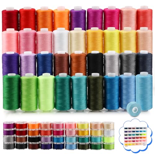 NäHgarn Set NäHmaschinengarn 400 Yard 36 Farben NäHgarn FüR NäHmaschine Und 36 Unterfadenspulen Verschiedene Beliebte Und Standardfarben Aus Polyester FüR Overlock-NäHmaschinen NäHset Grundausstattung von Kasanni