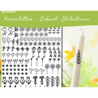 Kerzentattoo, Kerzensticker, Wasserschiebefolie, Dekoration, Floral, Geschenk, A4 Kerzentattoo, Kerzensticker, Wasserschiebefolie, Dekoration, Floral, Geschenk, A4 von Kaschmora
