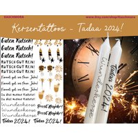 Kerzentattoo, Kerzensticker, Wasserschiebefolie, Silvester, 2024, Guten Rutsch, A4 Kerzentattoo, Kerzensticker, Wasserschiebefolie, Silvester, 2024, Guten Rutsch, A4 von Kaschmora