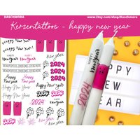 Kerzentattoo, Kerzensticker, Wasserschiebefolie, Silvester, 2024, Guten Rutsch, A4 Kerzentattoo, Kerzensticker, Wasserschiebefolie, Silvester, 2024, Guten Rutsch, A4 von Kaschmora