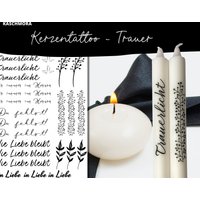 Kerzentattoo, Kerzensticker, Wasserschiebefolie, Trauer, Herzliches Beileid, Geschenk, A4 Kerzentattoo, Kerzensticker, Wasserschiebefolie, Trauer, Herzliches Beileid, Geschenk, A4 von Kaschmora