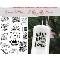 Kerzentattoo, Kerzensticker, Wasserschiebefolie, Weihnachten, Merry Christmas, A4 Kerzentattoo, Kerzensticker, Wasserschiebefolie, Weihnachten, Merry Christmas, A4 von Kaschmora