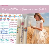 Kerzentattoo Kommunion, Kerzensticker, Wasserschiebefolie, Dekoration, Geschenk, A4 Kerzentattoo Kommunion, Kerzensticker, Wasserschiebefolie, Dekoration, Geschenk, A4 von Kaschmora