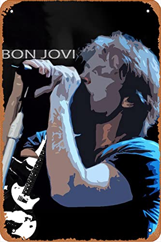 Bon Jovi Poster (6) Metallschild Vintage Küche Schilder Wanddekoration Lustige Blechschilder Bar Dekorationen Kunst Poster 20,3 x 30,5 cm von Kasdbopa