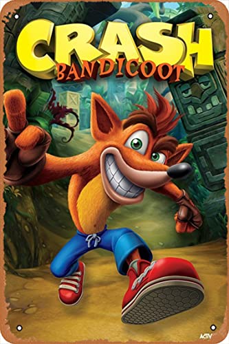 Crash Bandicoot (Next Gen Bandicoot) Poster Vintage Blechschilder Pub Cafe Farm Room Metall Poster Wanddekoration 30,5 x 20,3 cm von Kasdbopa