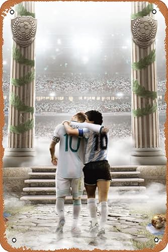 Messi x Maradona "Argentinian Royalty" Musik-Blechschild Poster Retro Vintage Metall Bar Club Wandkunst Dekoration 20,3 x 30,5 cm von Kasdbopa