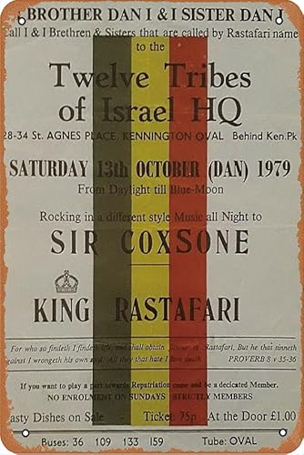 Reggae Promo Konzertposter – Sir Coxsone & King Rastafari London 79 Poster Blechschild Retro Wanddekoration für Zuhause Cafés Büro Geschäft Pubs Club Schild Geschenk 30,5 x 20,3 cm von Kasdbopa
