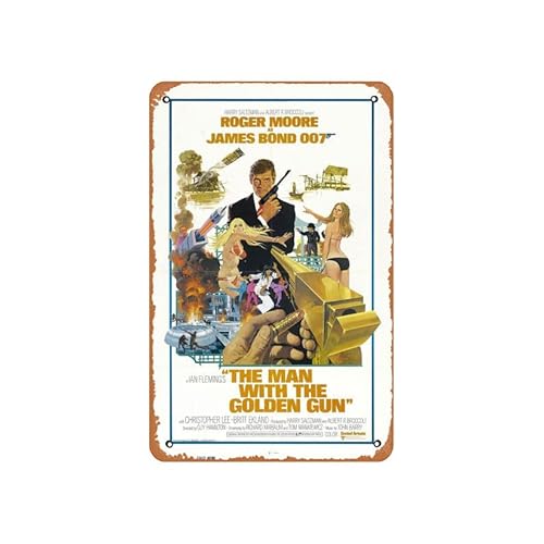 Vintage Blechschild James Bond The Man With The Golden Gun – 28,9 x 43,2 cm gerahmtes Filmposter Metallschild Retro Wanddekoration für Zuhause Cafés Büro Geschäft Pubs Club Schild Geschenk 30,5 x 20,3 von Kasdbopa