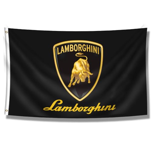 Kasflag Banner-Flagge, kompatibel mit Lamborghini, schwarz, 90 x 150 cm, lichtecht, Polyester, 150 D) für Jungenzimmer/Samstagabend-Party/Männerhöhle von Kasflag