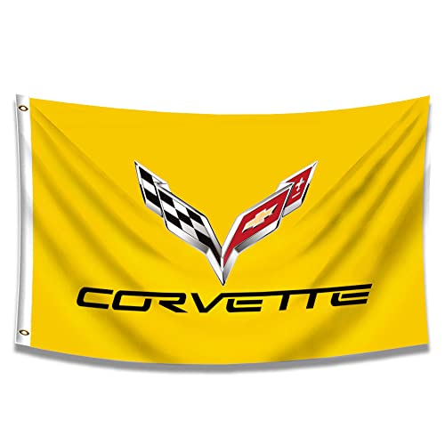 Kasflag Corvette Banner Flagge, 90 x 150 cm, Vibrationsfarbe, HD-Druck, 150D Polyester-Banner Garage Dekor für Männerhöhle von Kasflag