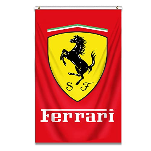 Kasflag Ferrari-Rennflaggen-Banner, vertikal, 90 x 150 cm, strapazierfähig, 150D-Polyester, Messingösen, Banner für den Außenbereich, Männerhöhle/Garage von Kasflag