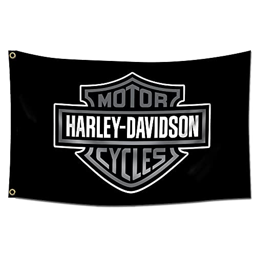 Kasflag Harley Motorradbanner Davidson-Flagge (90 x 150 cm, lebendige Farben, strapazierfähiges 150D-Polyester) für Studentenwohnheim, Männerhöhle von Kasflag