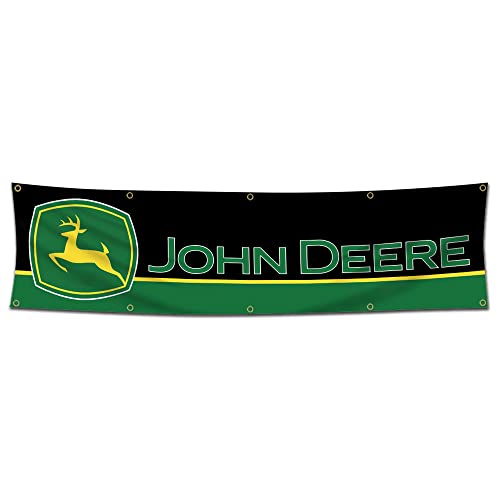 Kasflag John Flag Deere Banner Ausrüstung Dekor (6 x 2,4 m, strapazierfähig, strapazierfähiges 150D Polyester) Messingösen, Banner für den Außenbereich, Männerhöhle/Garage von Kasflag