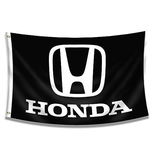 Kasflag Schwarzes Banner mit Honda-Flagge, 90 x 150 cm, Vibrat-Farbe, HD-Druck, 150D-Polyester, Garagendekoration für Männerhöhle von Kasflag