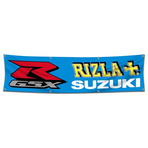 Kasflag Suzuki Rizla RGSX Motorrad-Flagge, Banner (90 x 150 cm, strapazierfähig, strapazierfähiges 150D-Polyester) für Studentenwohnheim, Männerhöhle von Kasflag