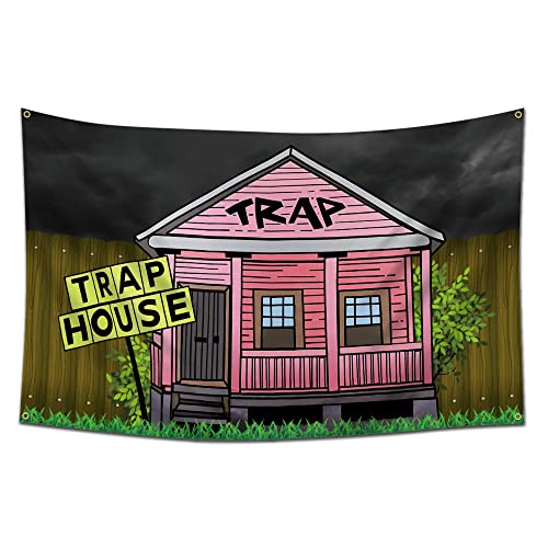 Kasflag Trap House Banner Flagge (90 x 150 cm/HD-Druck/150D Polyester) Wohnheim Garage Dekor Männerhöhle von Kasflag