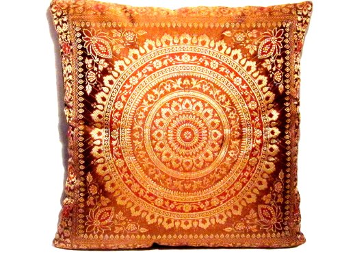 Indische Seide Deko Kissenbezüge 40 cm x 40 cm, Extravaganten Design für Sofa & Bett Dekokissen, Kissenhülle aus Indien (Angebot gültig nur für ein Woche) von Kashmir Handicrafts