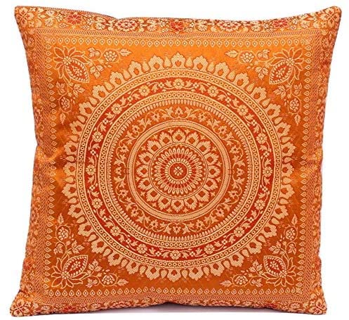 Kashmir Handicrafts Indische Seide Deko Kissenbezüge - 40 cm x 40 cm, Extravaganten Design für Sofa & Bett Dekokissen, Kissenhülle aus Indien. von Kashmir Handicrafts