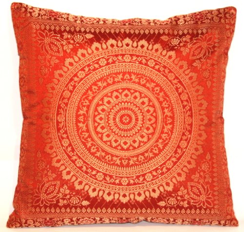 Kashmir Handicrafts Rostfarbe Indische Deko Banarasi Seide Kissenbezüge 40 cm x 40 cm, Extravaganten Design für Sofa & Bett Dekokissen, Kissenhülle aus Indien Kashmir Handicrafts Rostfarbe Indische Deko Banarasi Seide Kissenbezüge 40 cm x 40 cm, Extravaganten Design für Sofa & Bett Dekokissen, Kissenhülle aus Indien von Kashmir Handicrafts