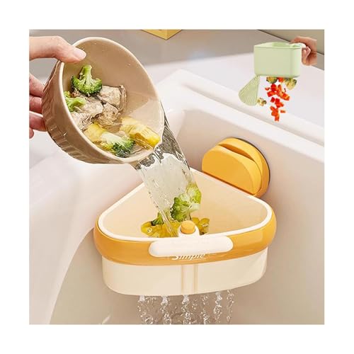 Abtropfkorb für Spülbecken,Sieb für Spülbecken,zum Einhängen,Abtropfsieb Spülbecken,Sink Strainer Basket,Abflusssieb Abtropfkorb Spüle Sieb für Essensreste In Küche Waschbecken (Gelb) von Kashyke