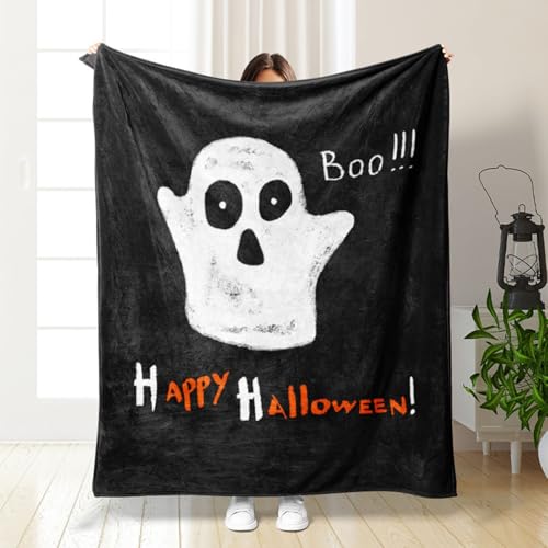 Halloween Decke, Kürbis Decke Flauschig Halloween Blanket Süße Rosa Kuscheldecke Herbst Decke Halloween Aesthetic Decke Orange Pink Halloween Kuscheldecke Pumpkin Geist Boo Decke (#05, 150 * 200CM) von Kashyke