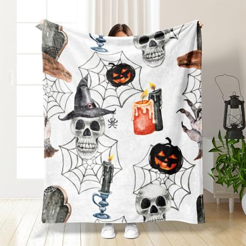 Halloween Kürbis Decke Flauschig Süße Rosa Kuscheldecke Herbst Aesthetic Orange Pink Pumpkin Geist Boo Blanket (#11, 150 * 200CM) von Kashyke