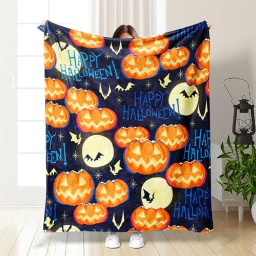 Halloween Decke, Kürbis Decke Flauschig Halloween Blanket Süße Rosa Kuscheldecke Herbst Decke Halloween Aesthetic Decke Orange Pink Halloween Kuscheldecke Pumpkin Geist Boo Decke (#16, 150 * 200CM) von Kashyke
