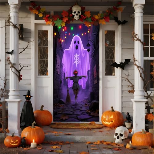 Halloween Deko für Tür Banner Poster Türbanner Party Banner Hintergrund Türdeko Haustür Halloween Outdoor Deko für Dekoration Veranda Wand Hexennacht Party (#01, 200 * 90cm) von Kashyke