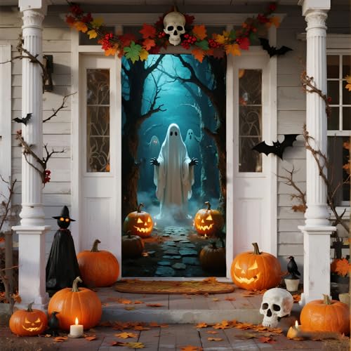 Halloween Deko für Tür Banner Poster Türbanner Party Banner Hintergrund Türdeko Haustür Halloween Outdoor Deko für Dekoration Veranda Wand Hexennacht Party (#02, 200 * 90cm) von Kashyke